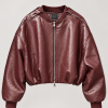 KOLLARI FERMAUR DETAYLARI CROP DERİ CEKET
