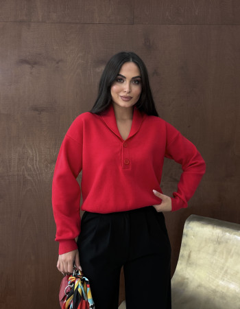 ŞAL YAKA DÜĞMELİ TRİKO KAZAK