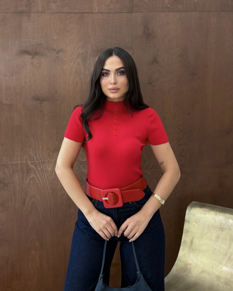Premium, Hakim Yaka Düğmeli Triko Bluz