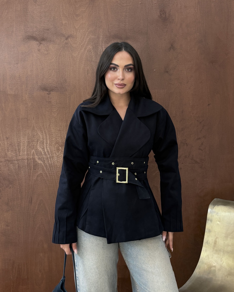 Premium Belden Oturtmalı, Kemerli Trenç- Lacivert Premium Belden Oturtmalı, Kemerli Trenç- Lacivert