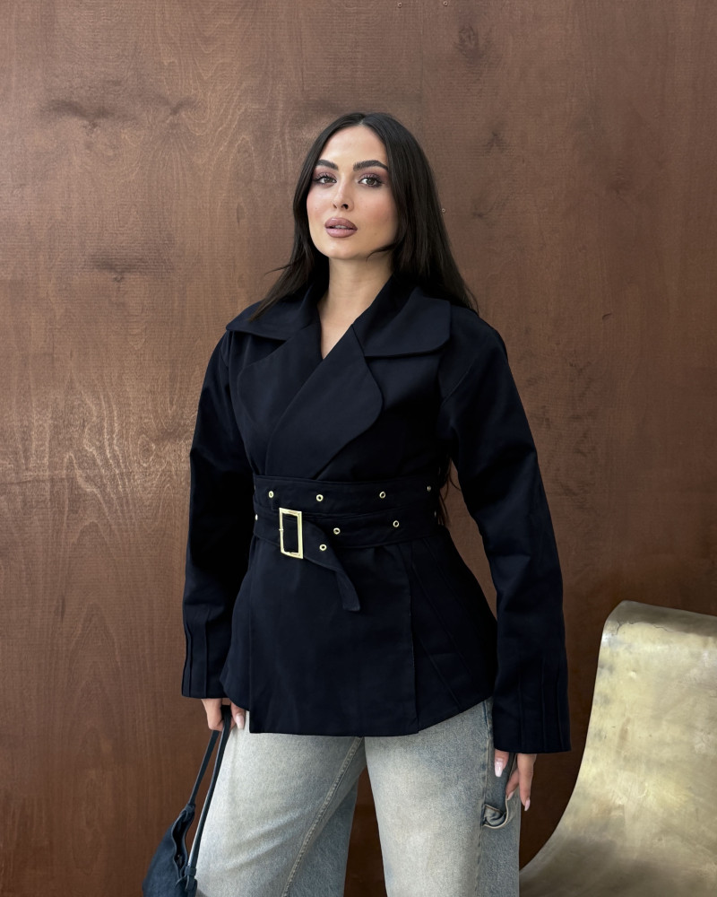 Premium Belden Oturtmalı, Kemerli Trenç- Lacivert Premium Belden Oturtmalı, Kemerli Trenç- Lacivert